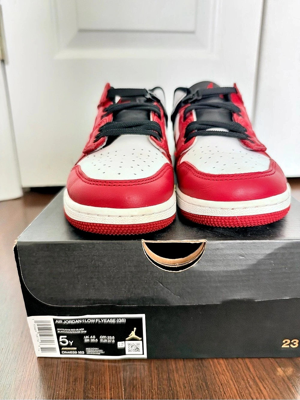 Air Jordan 1 Low Sneakers Red & Black Boys US 5Y Like New - fits women 6-6.5
